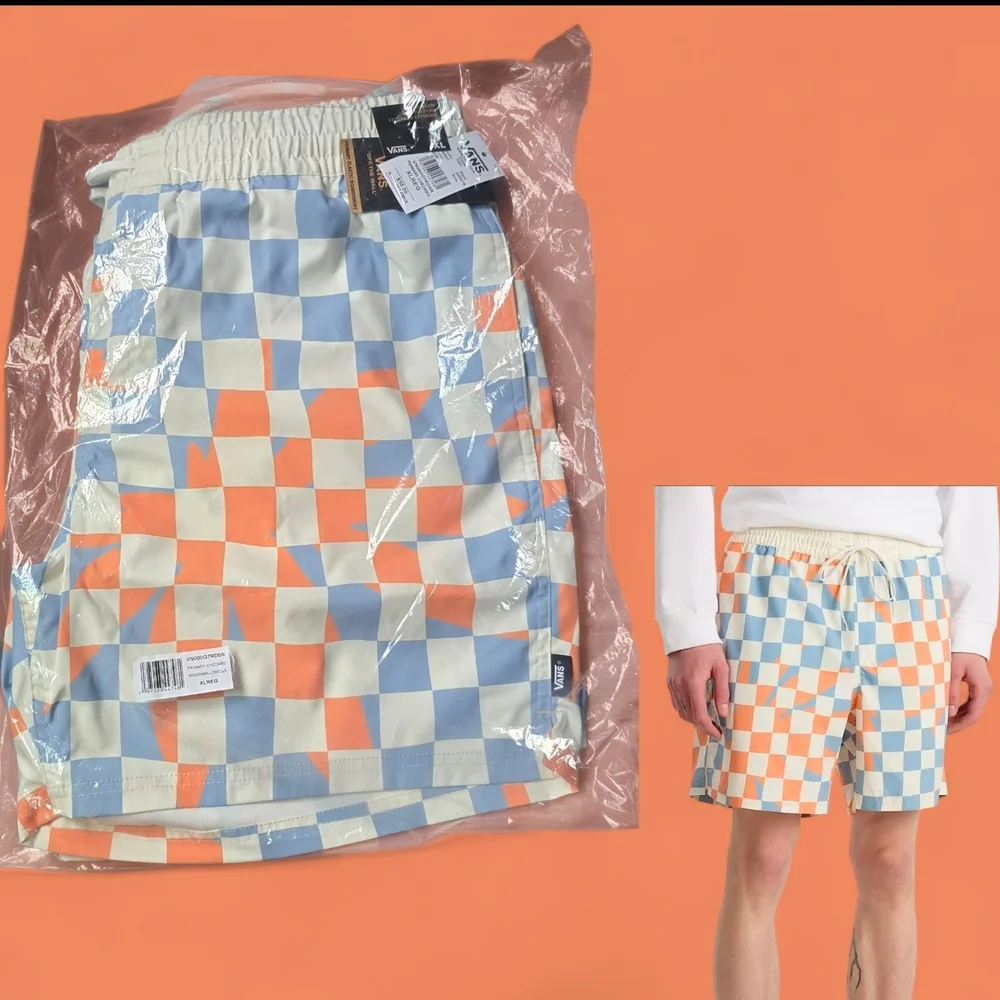 Vans Orange and Blue Checkered Athletic Shorts - Picture 5 of 5